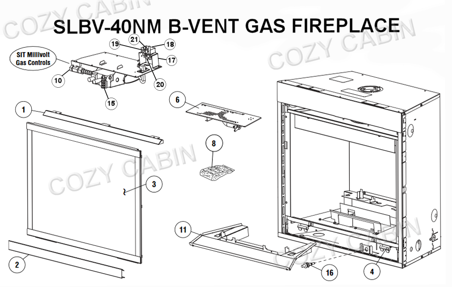 B-VENT GAS FIREPLACE (SLBV-40NM) #SLBV-40NM